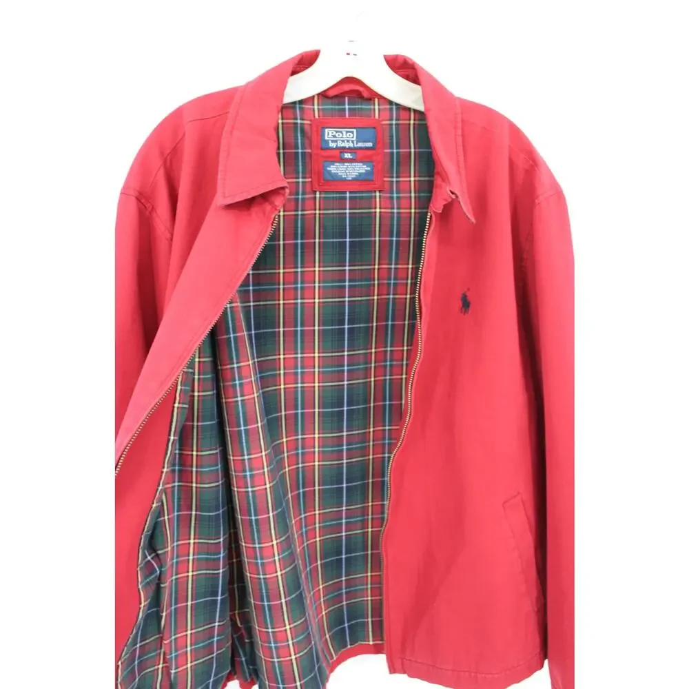 Vintage Polo Ralph Lauren Harrington Jacket Men's Red Full Zip Outerwear Size XL